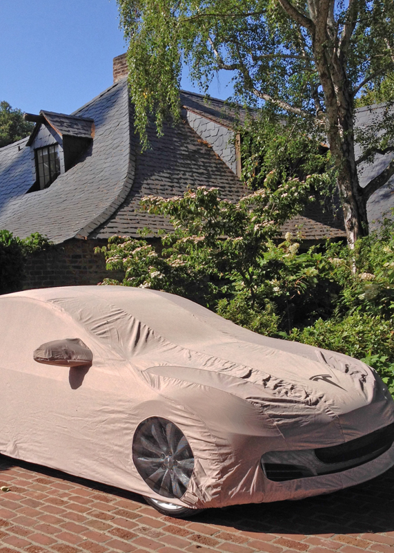 A new Tesla Model S — Waiting to be unwrapped