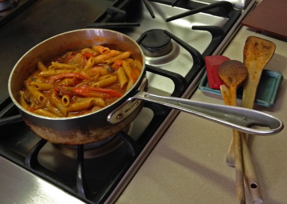 Dinner: Penne Rigate cooking 