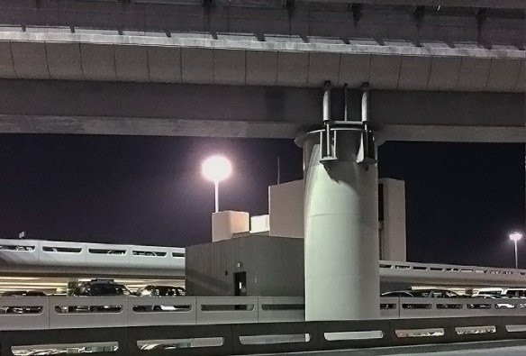 The under side of the San Francisco BART extension--Pillar with earthquake supports.